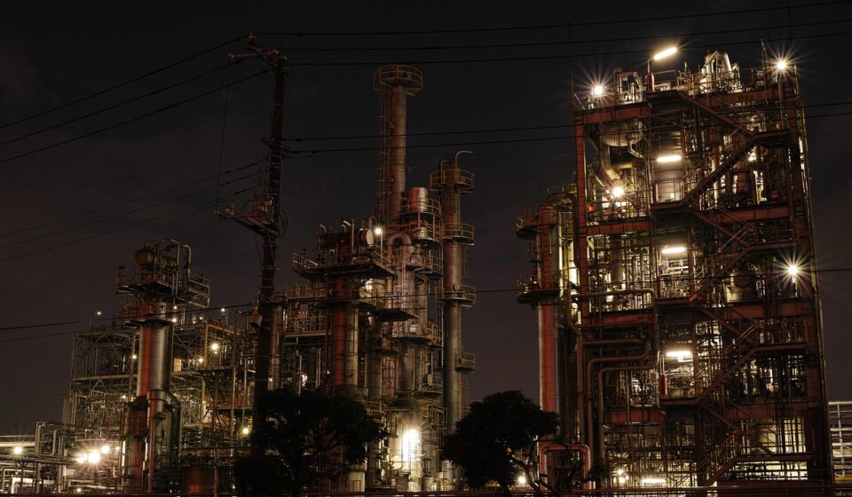 plant, nature, night view, industrial, pipe, refinery, building